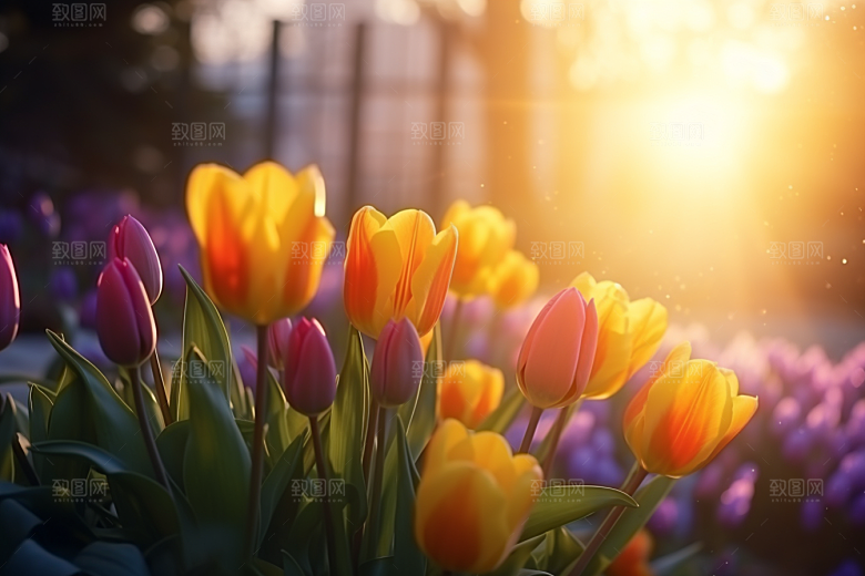 郁金香花朵彩色摄影图