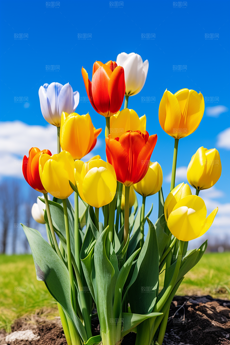 郁金香花朵鲜艳摄影图