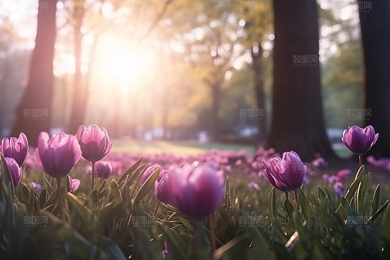 郁金香花朵鲜艳摄影图