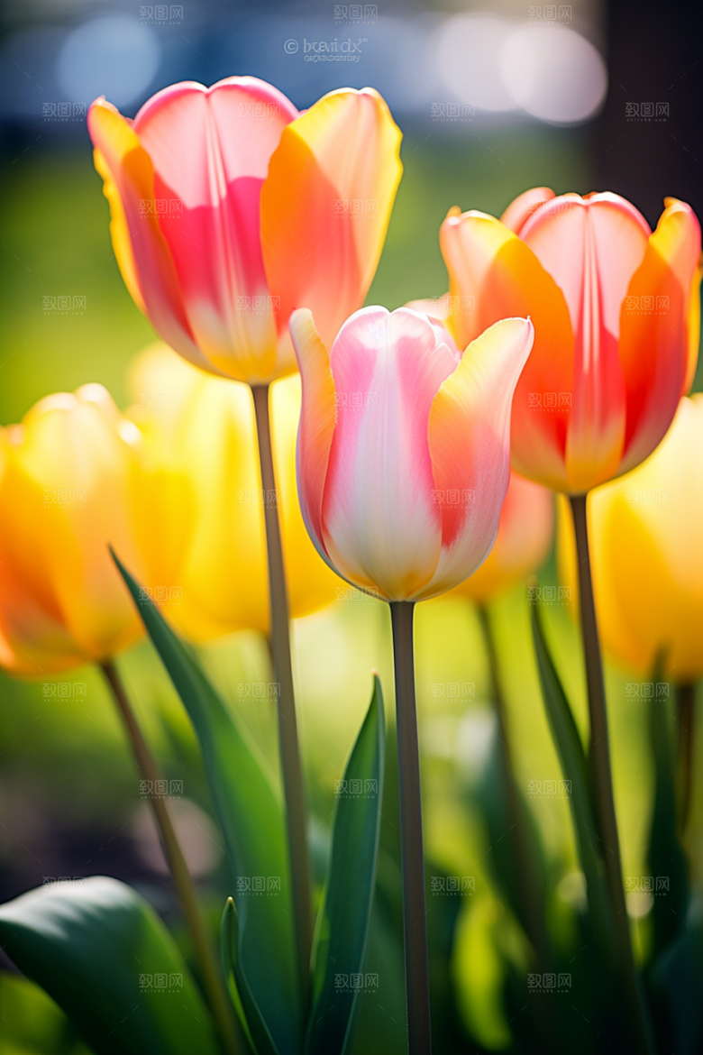 郁金香花卉彩色摄影图