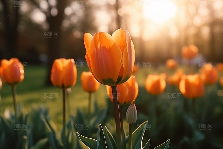 郁金香花卉明媚摄影图