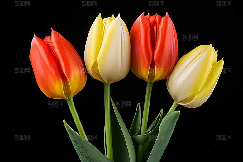 郁金香花朵彩色摄影图