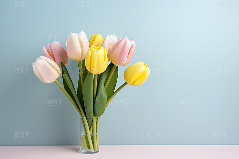 郁金香花朵缤纷摄影图