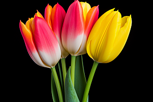 郁金香花朵灿烂摄影图