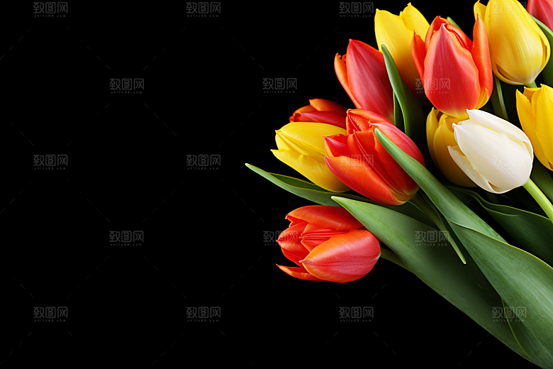 郁金香花卉彩色摄影图