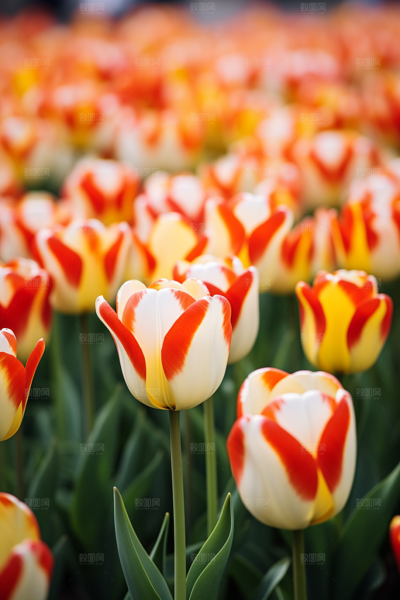 郁金香花朵灿烂摄影图