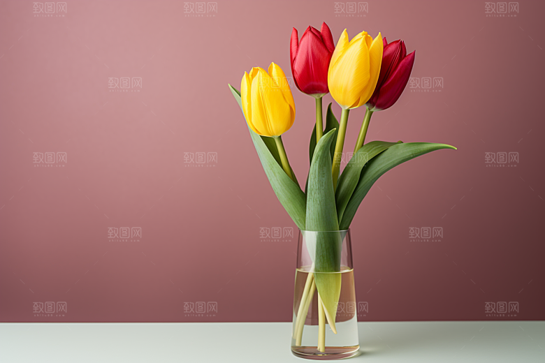 郁金香花卉明媚摄影图