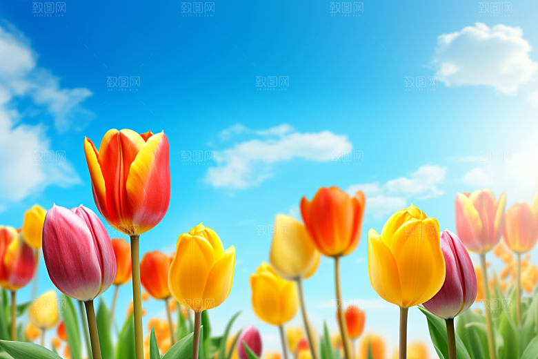 郁金香花卉彩色摄影图