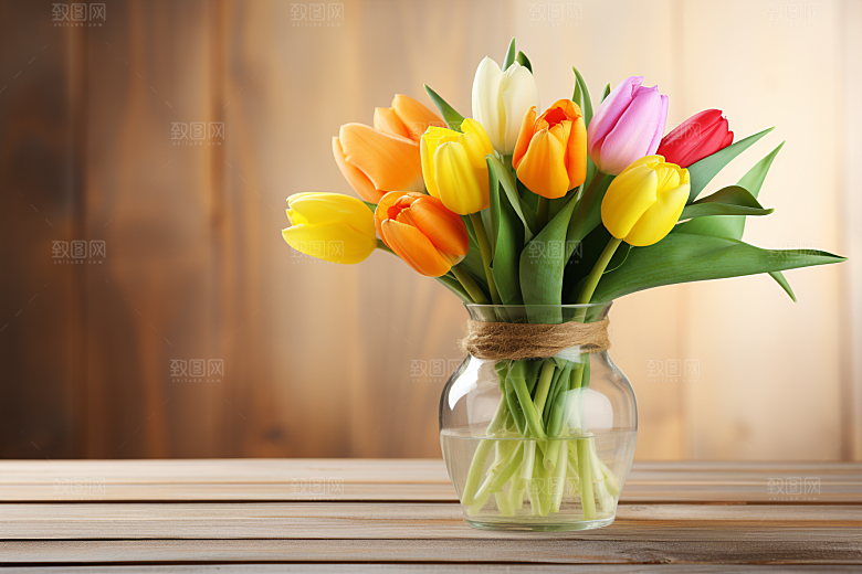 郁金香花朵阳光摄影图