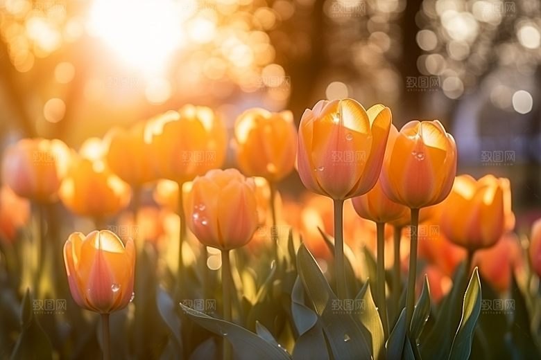 郁金香灿烂花卉摄影图