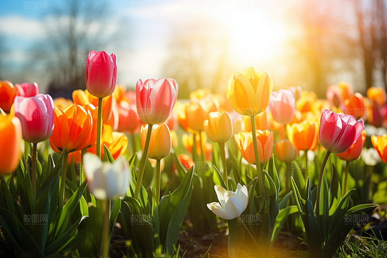 郁金香花朵鲜艳摄影图
