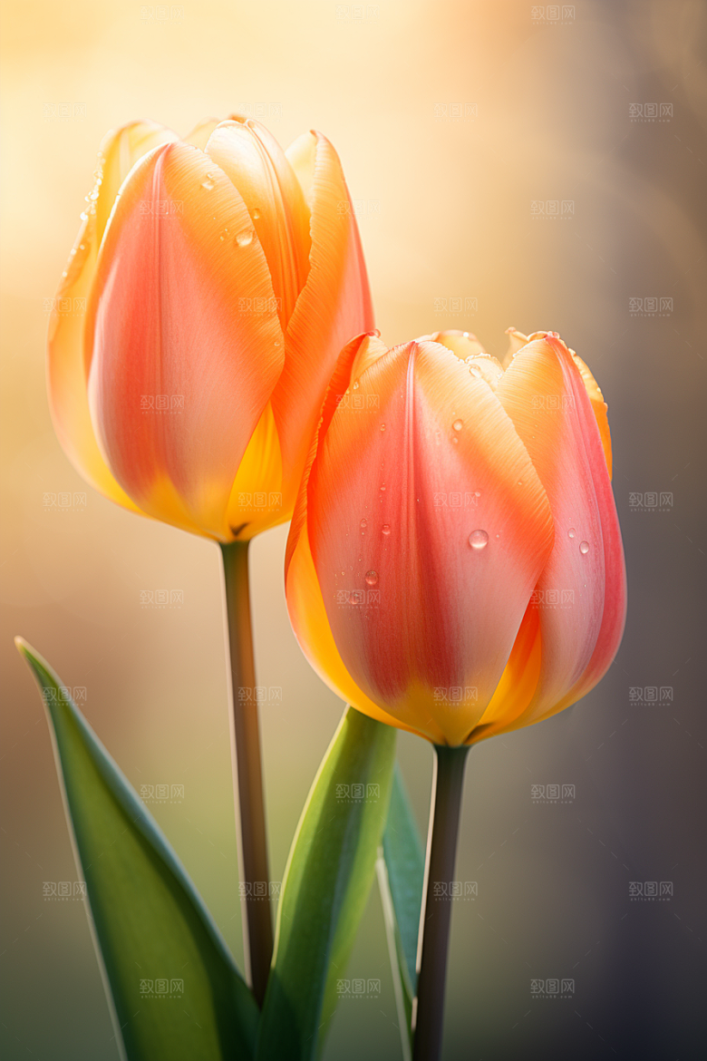 郁金香花朵彩色摄影图