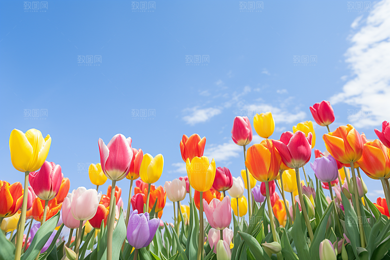 郁金香花朵缤纷摄影图