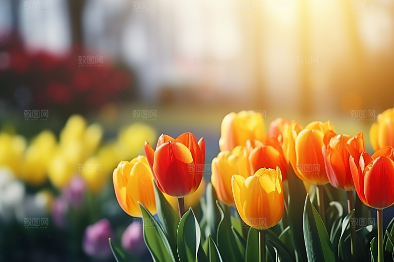 郁金香花朵鲜艳摄影图