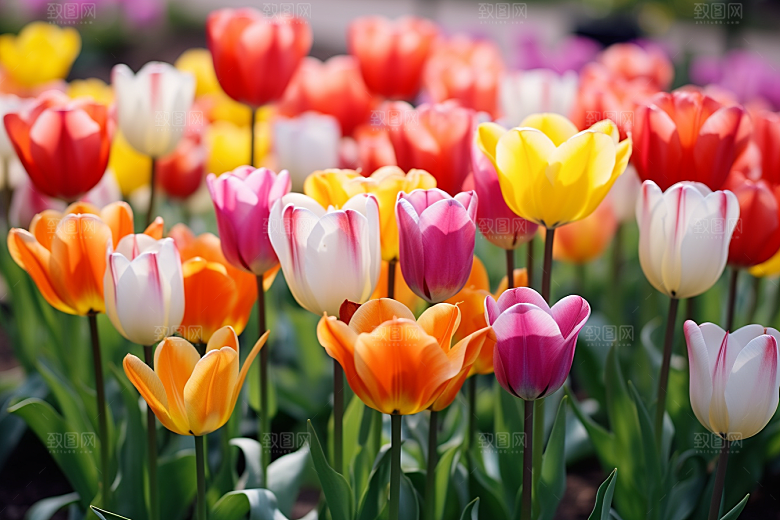 郁金香花朵缤纷摄影图