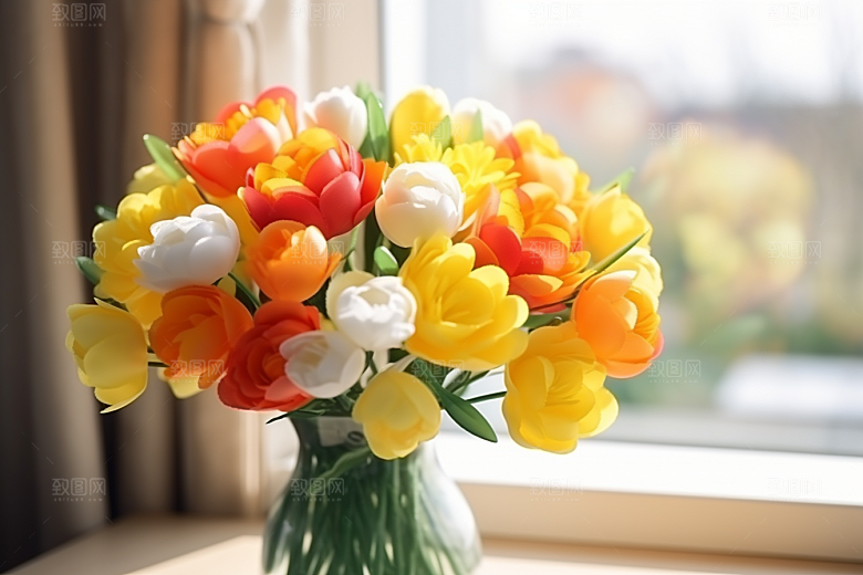 郁金香花朵缤纷摄影图