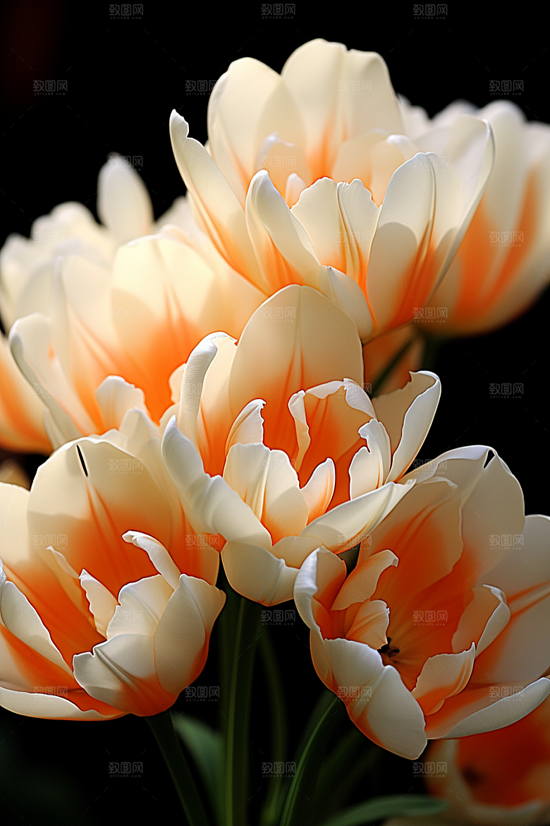郁金香花朵灿烂摄影图