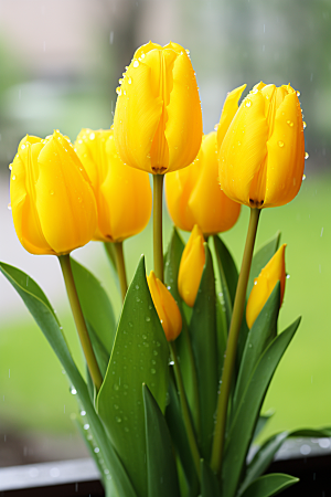 郁金香花朵灿烂摄影图