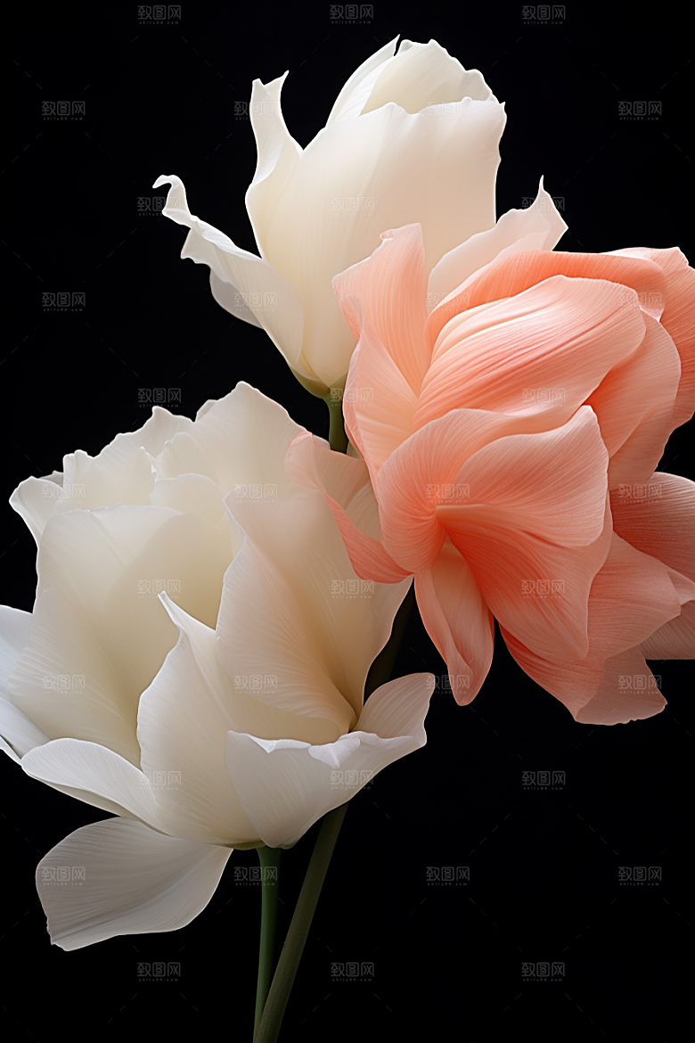 郁金香明媚花朵摄影图