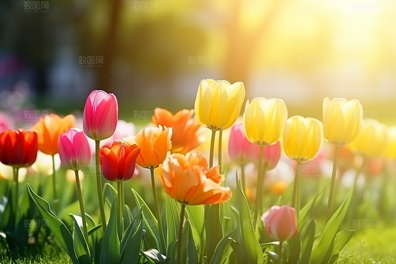 郁金香花卉彩色摄影图