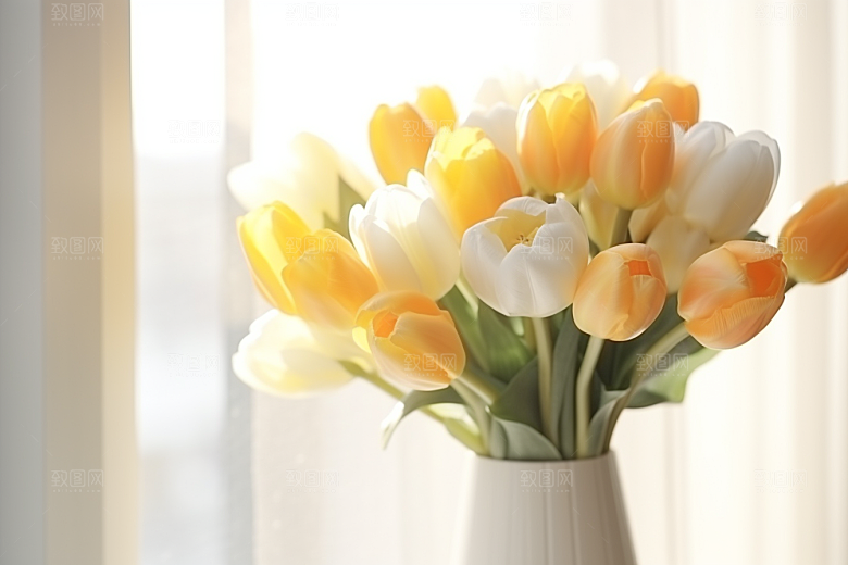 郁金香花朵鲜艳摄影图