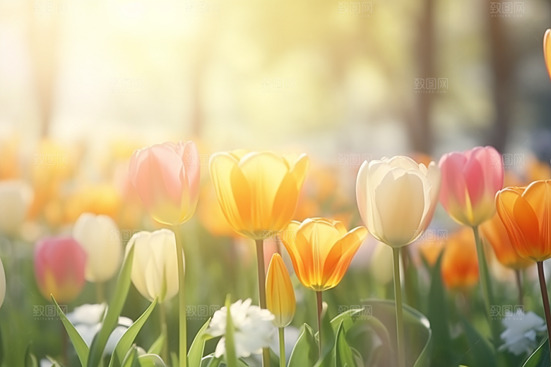 郁金香花朵缤纷摄影图