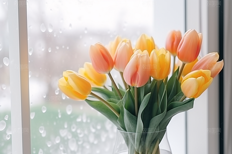 郁金香花朵阳光摄影图