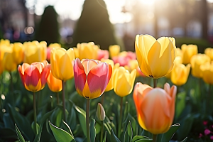 郁金香花朵阳光摄影图