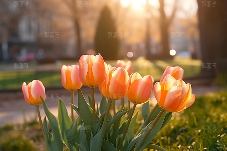 郁金香花朵彩色摄影图
