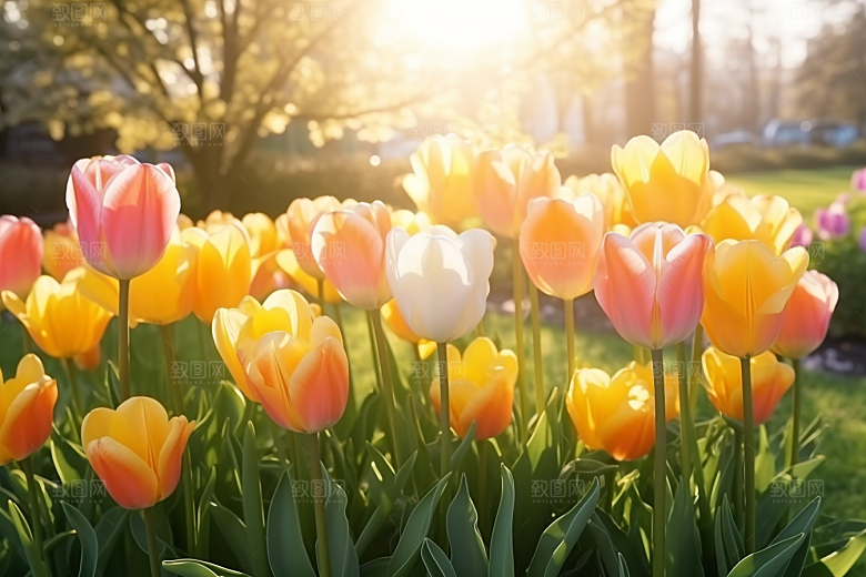 郁金香花朵彩色摄影图