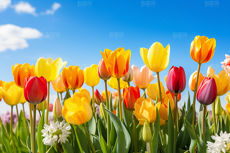 郁金香花朵灿烂摄影图