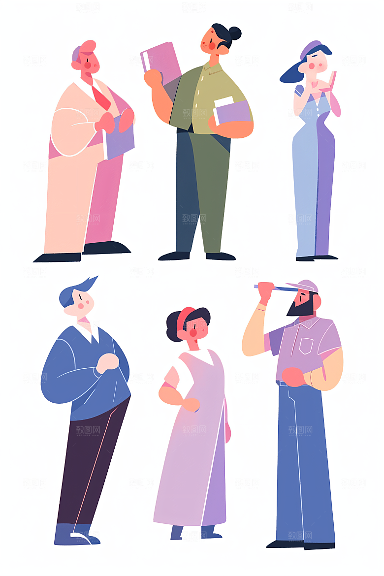 各行各业人物不同职业致敬劳动者插画