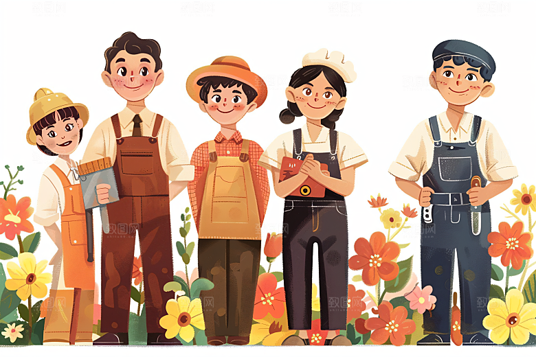 各行各业人物不同职业行业插画