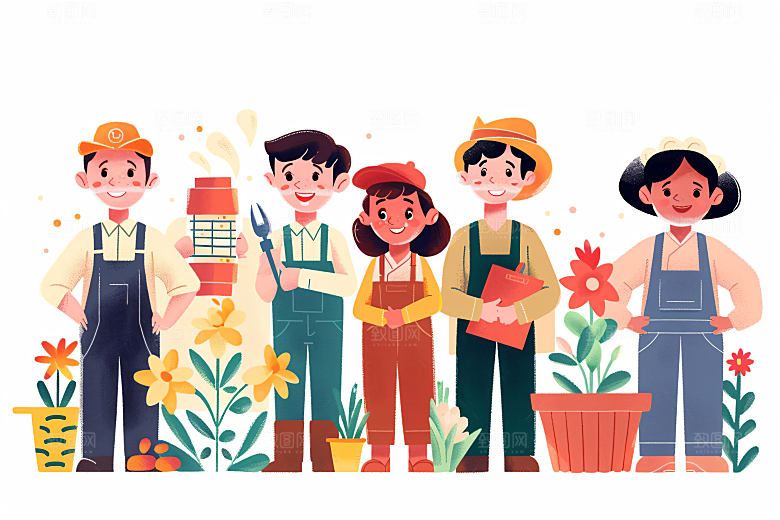 各行各业人物形象工种插画