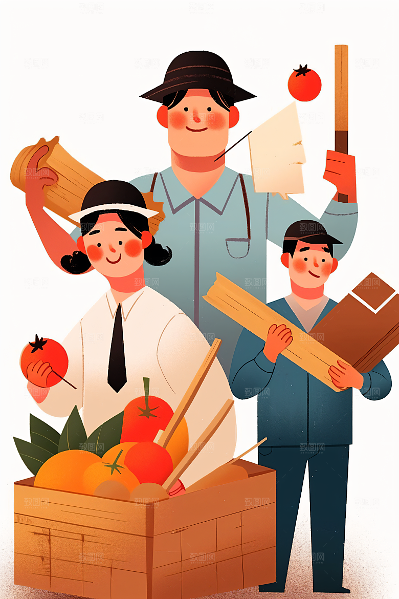 各行各业人物行业工种插画