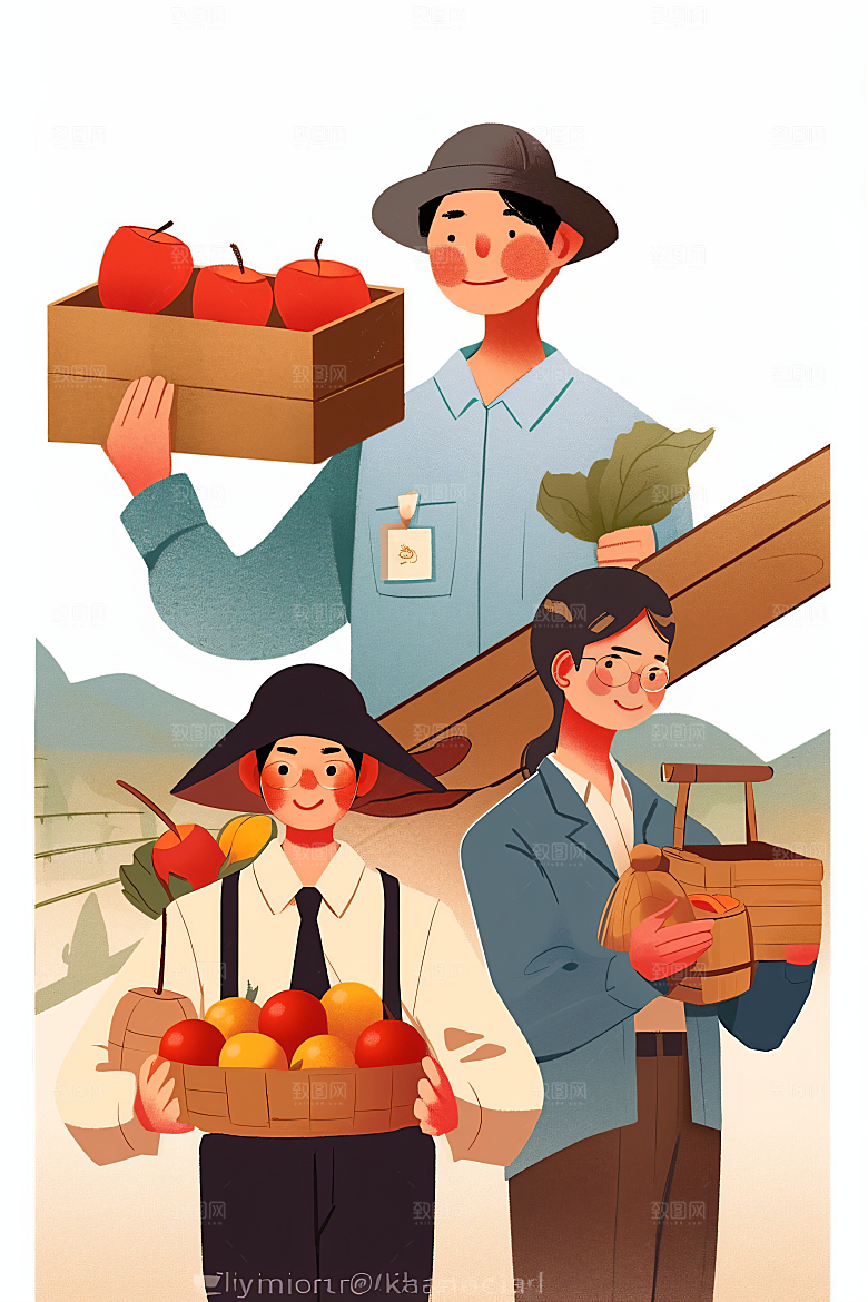 各行各业人物工种行业插画
