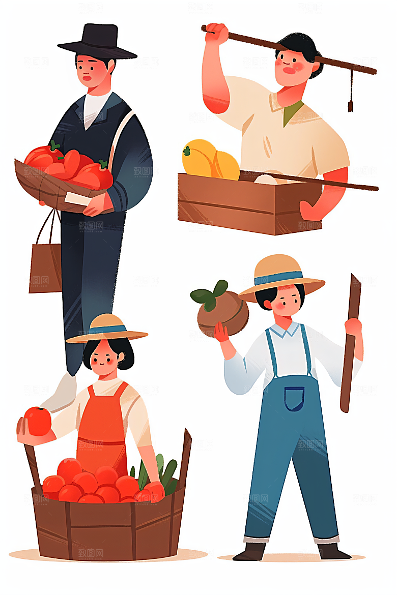 各行各业人物工种不同职业插画