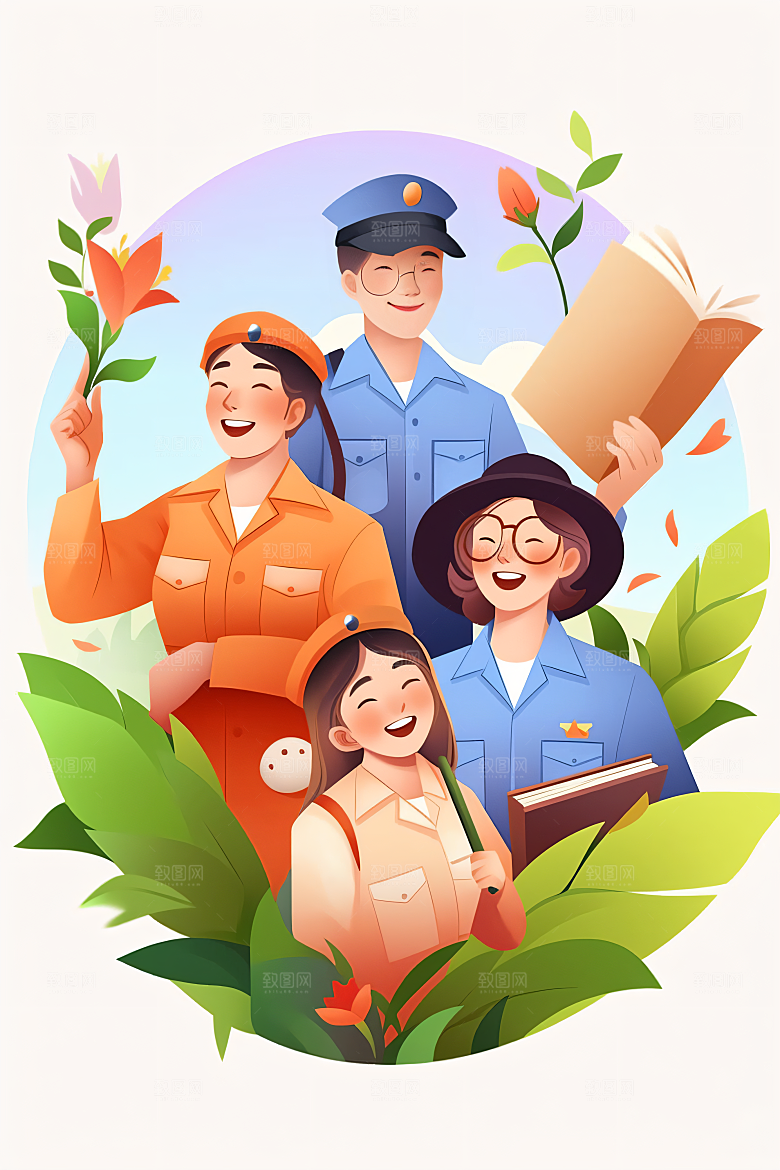 各行各业人物五一劳动节工种插画