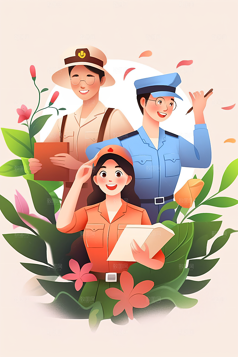 各行各业人物不同职业形象插画