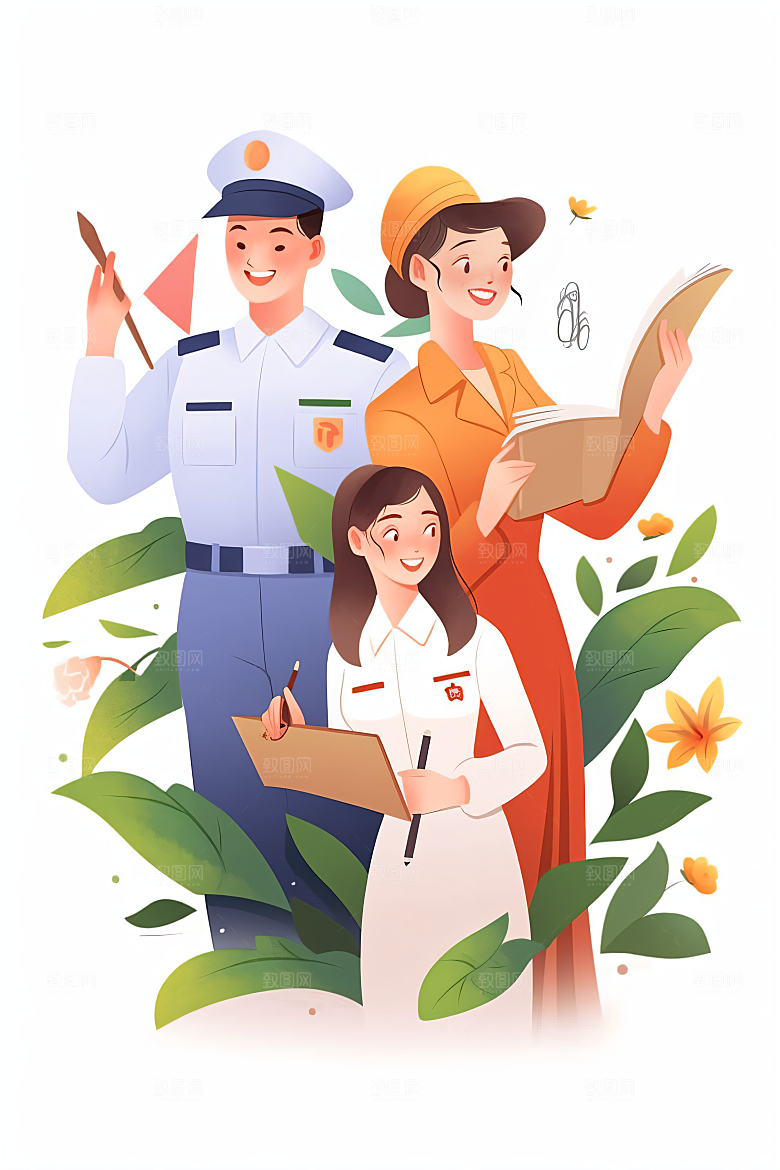 各行各业人物工种五一劳动节插画