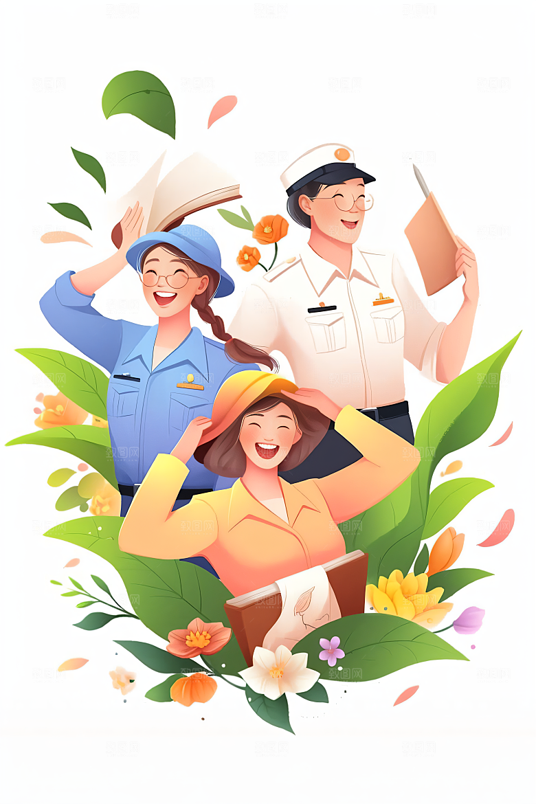 各行各业人物五一劳动节工种插画