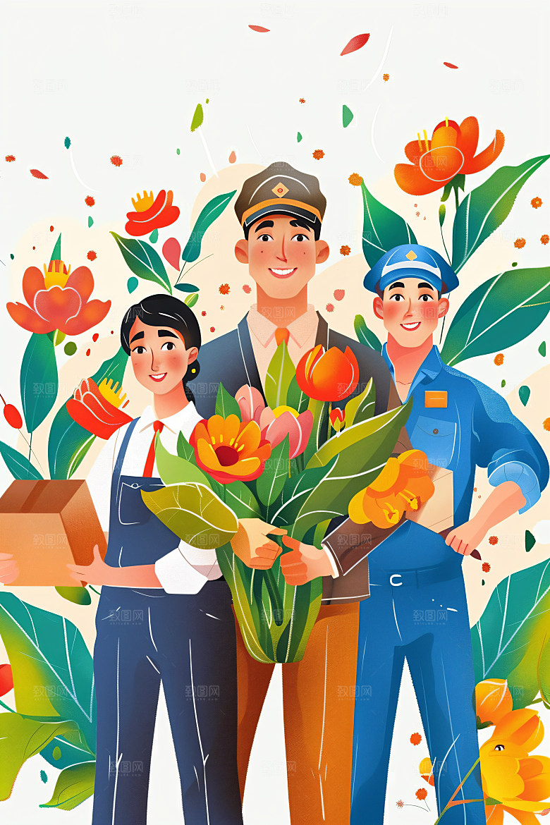 各行各业人物不同职业工种插画