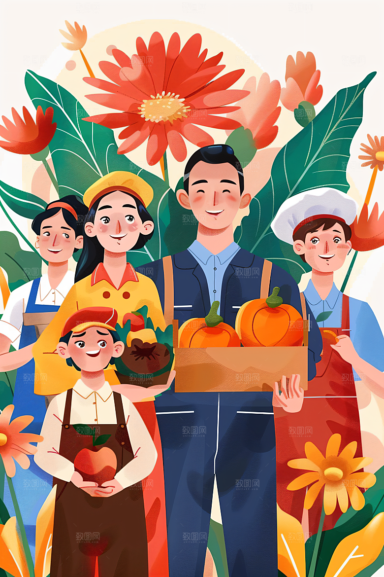 各行各业人物人物致敬劳动者插画