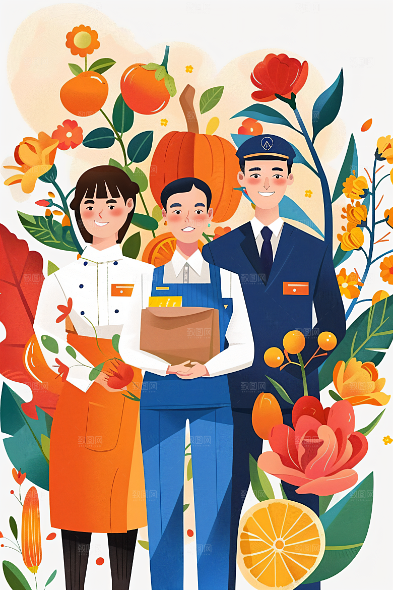 各行各业人物形象不同职业插画