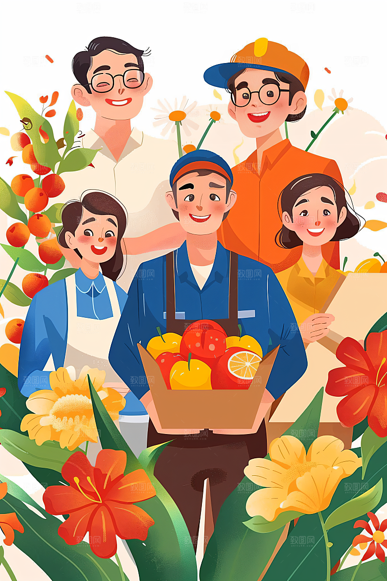 各行各业人物形象五一劳动节插画