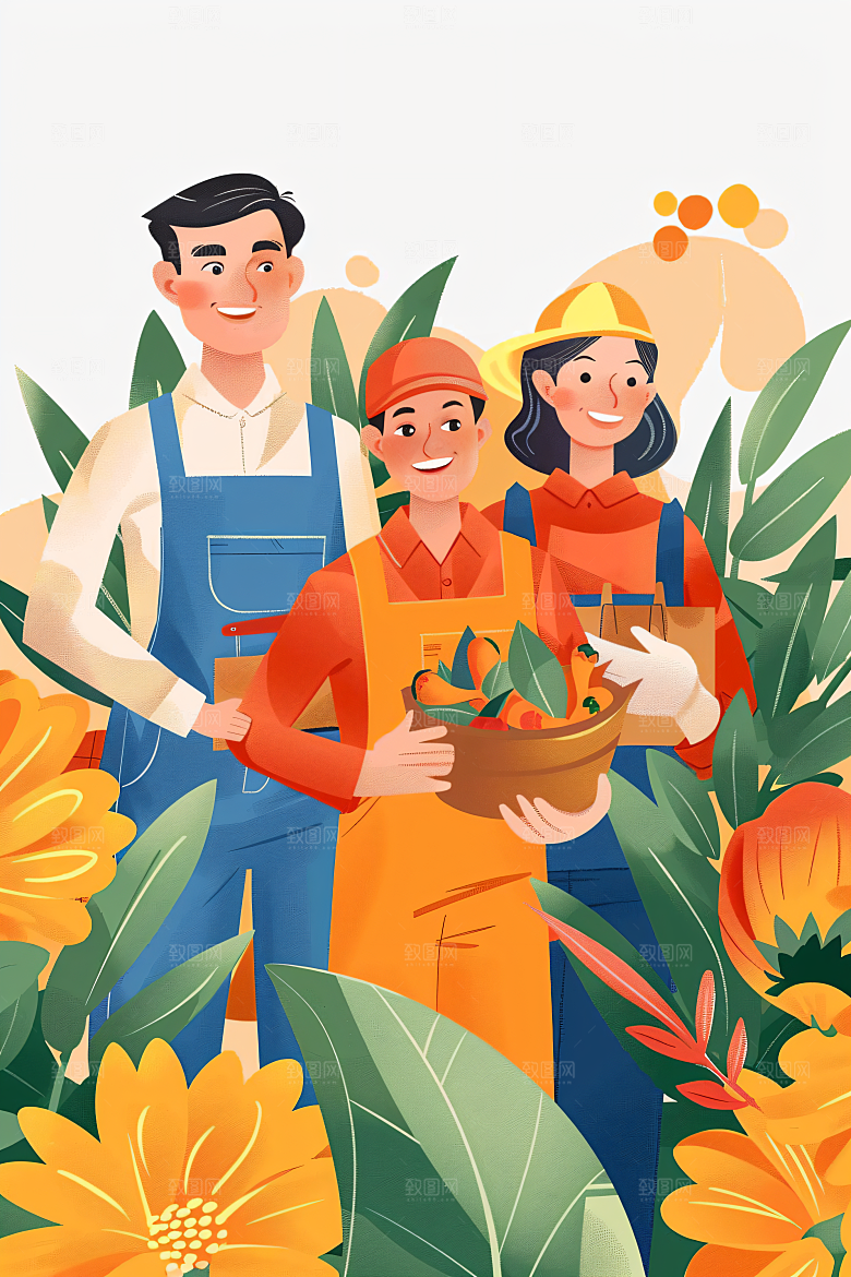 各行各业人物五一劳动节肖像插画