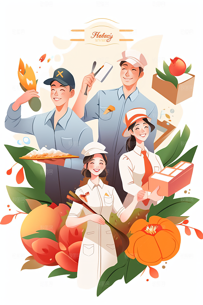 各行各业人物五一劳动节人物插画