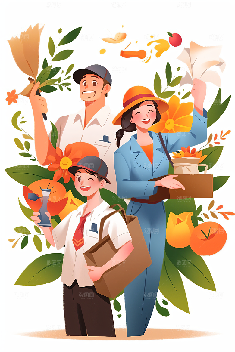 各行各业人物形象工种插画