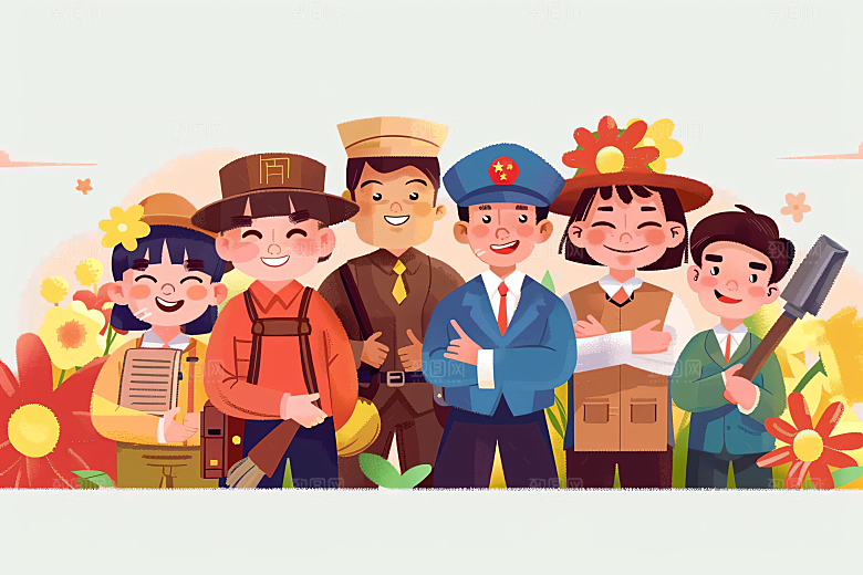 各行各业人物致敬劳动者人物插画