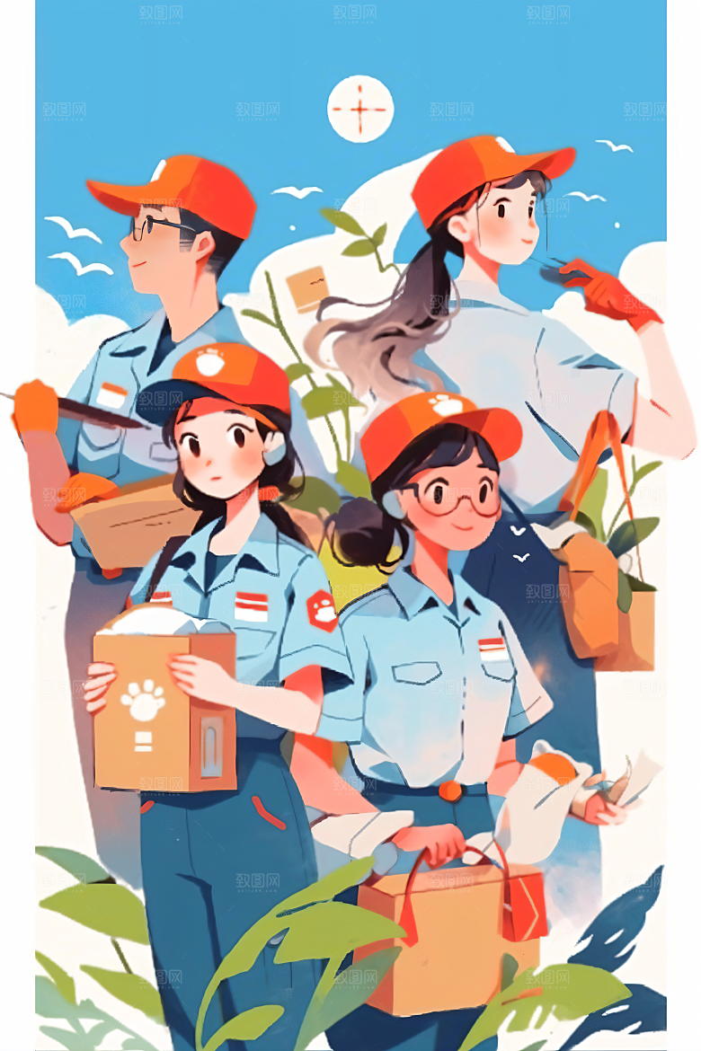 各行各业人物形象工种插画